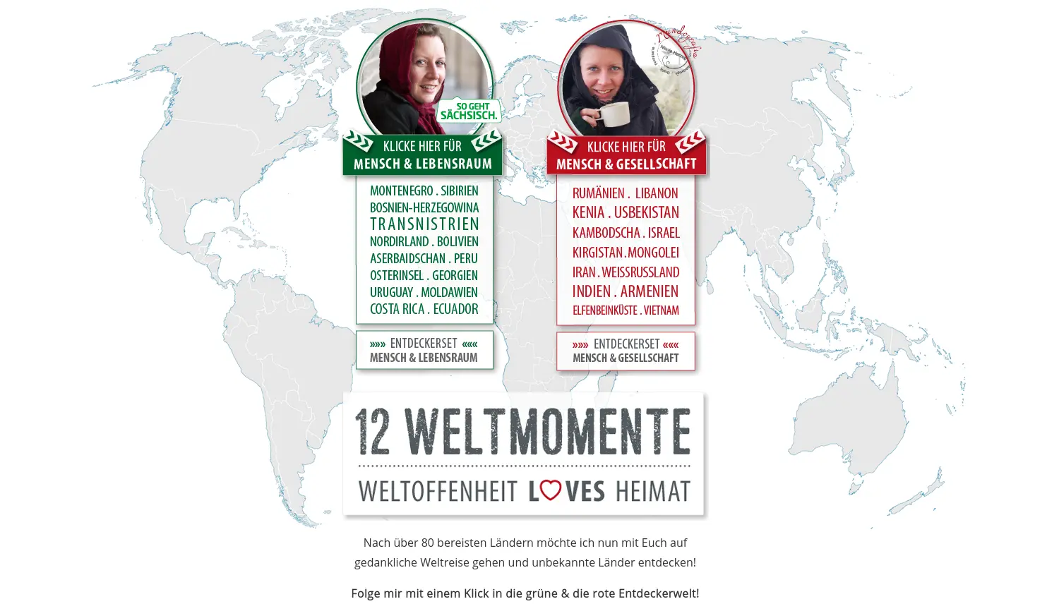 Website-Screenshot von 12 Weltmomente
