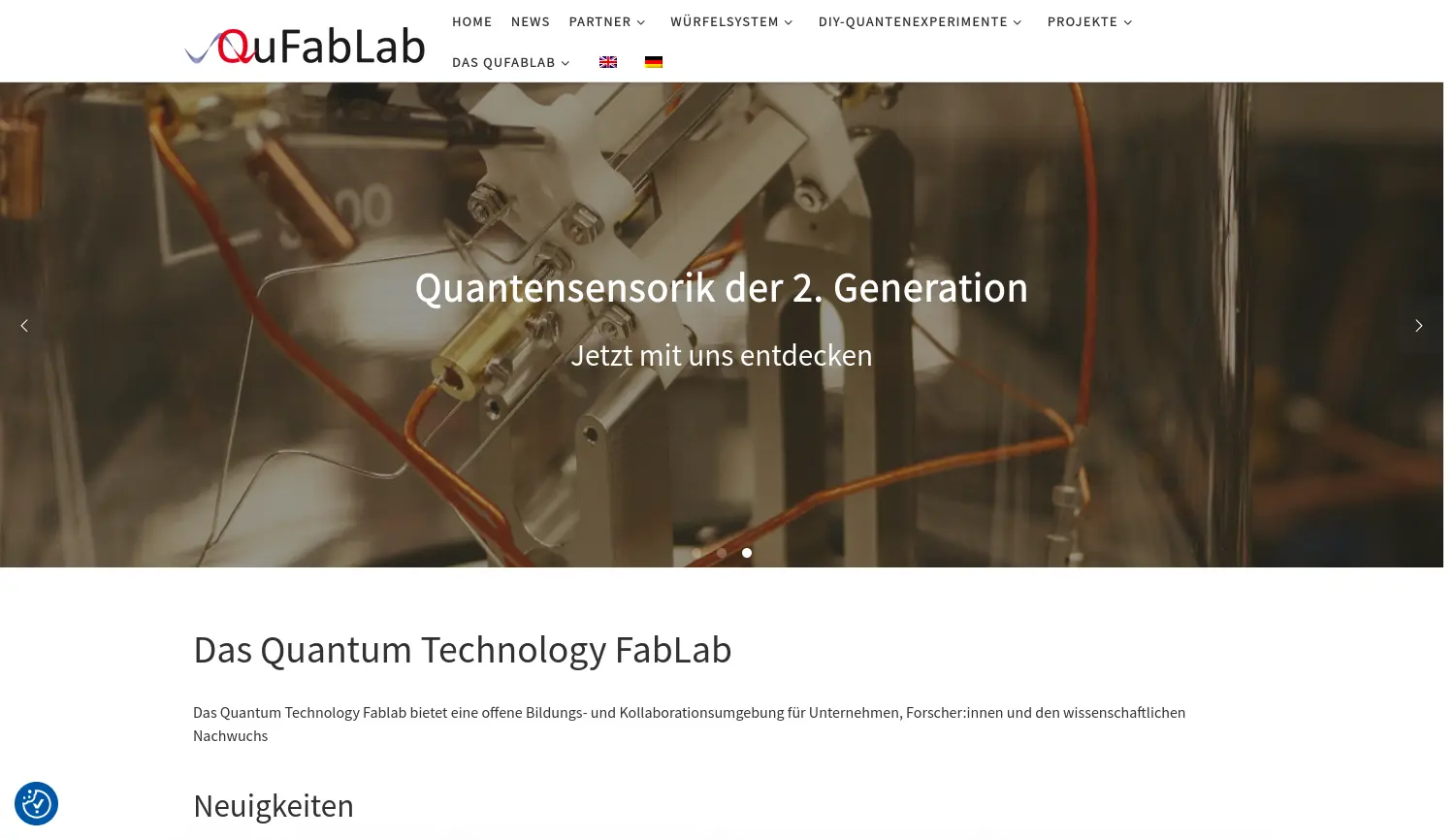 Website-Screenshot von QuFabLab