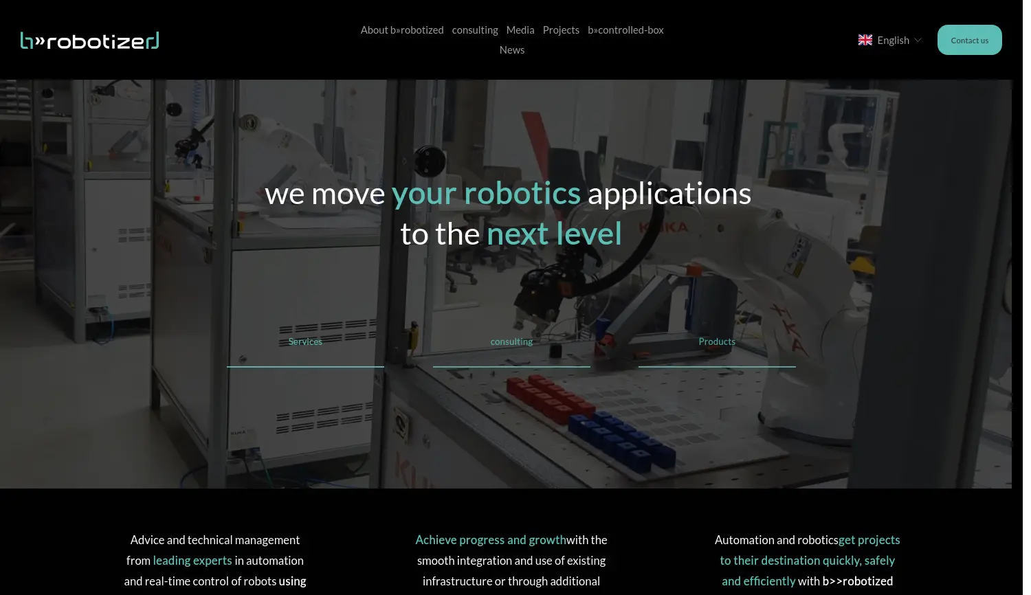 Website-Screenshot von b>>robotized