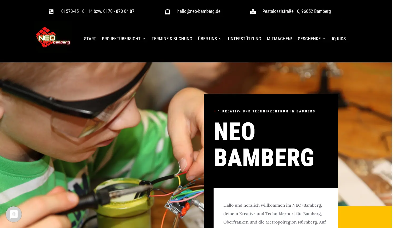 Website-Screenshot von Neo Bamberg