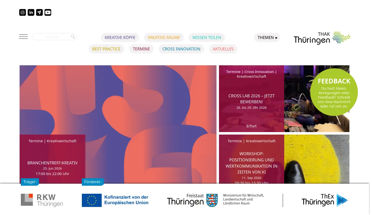 Website-Screenshot von THAK