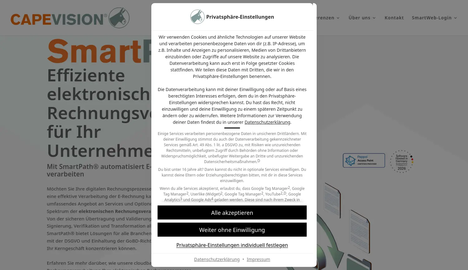 Website-Screenshot von CapeVision