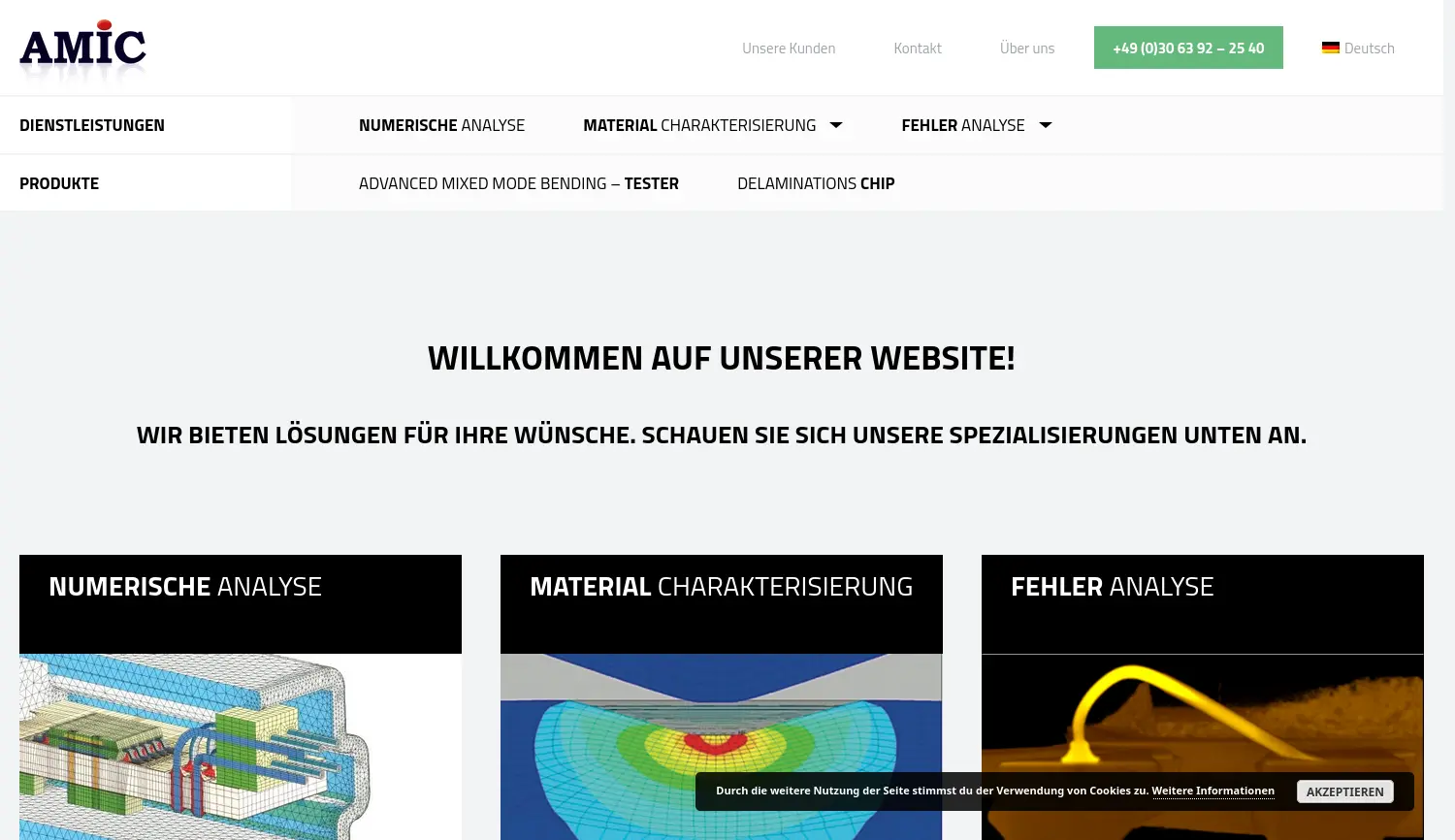 Website-Screenshot von AMIC
