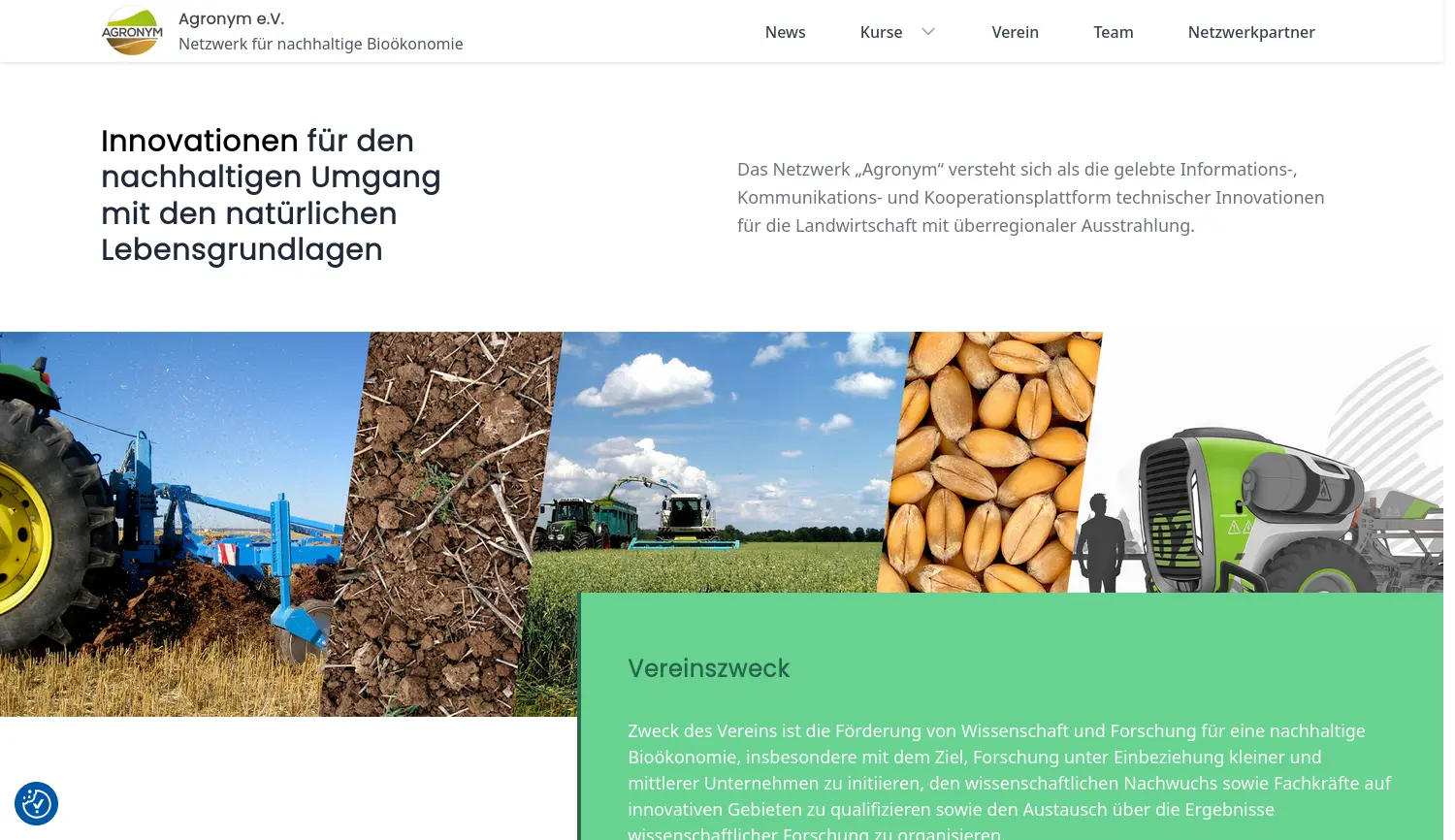 Website-Screenshot von Agronym