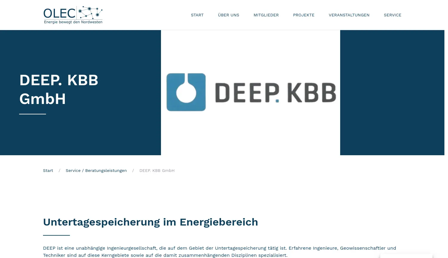 Website-Screenshot von OLEC