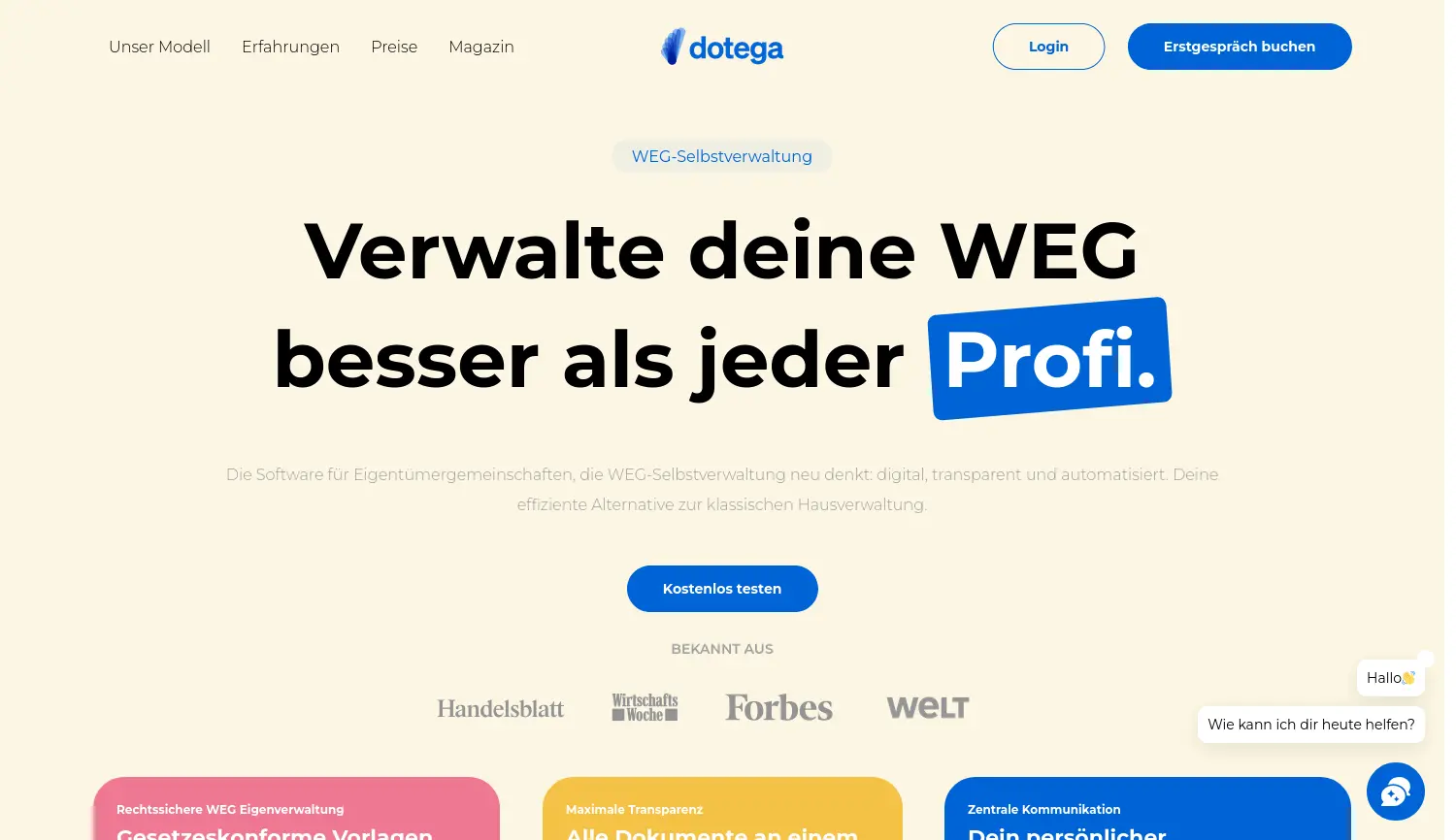 Website-Screenshot von dotega