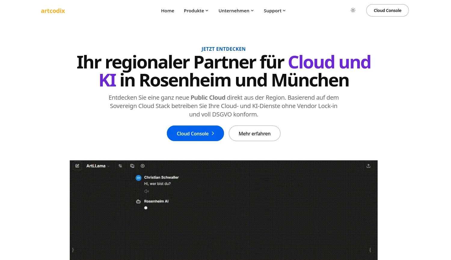 Website-Screenshot von artcodix
