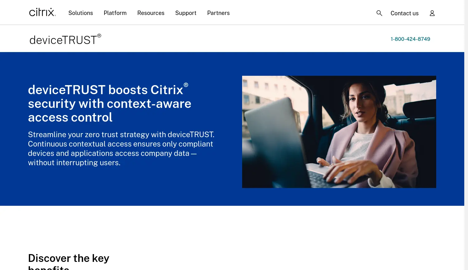 Website-Screenshot von deviceTRUST