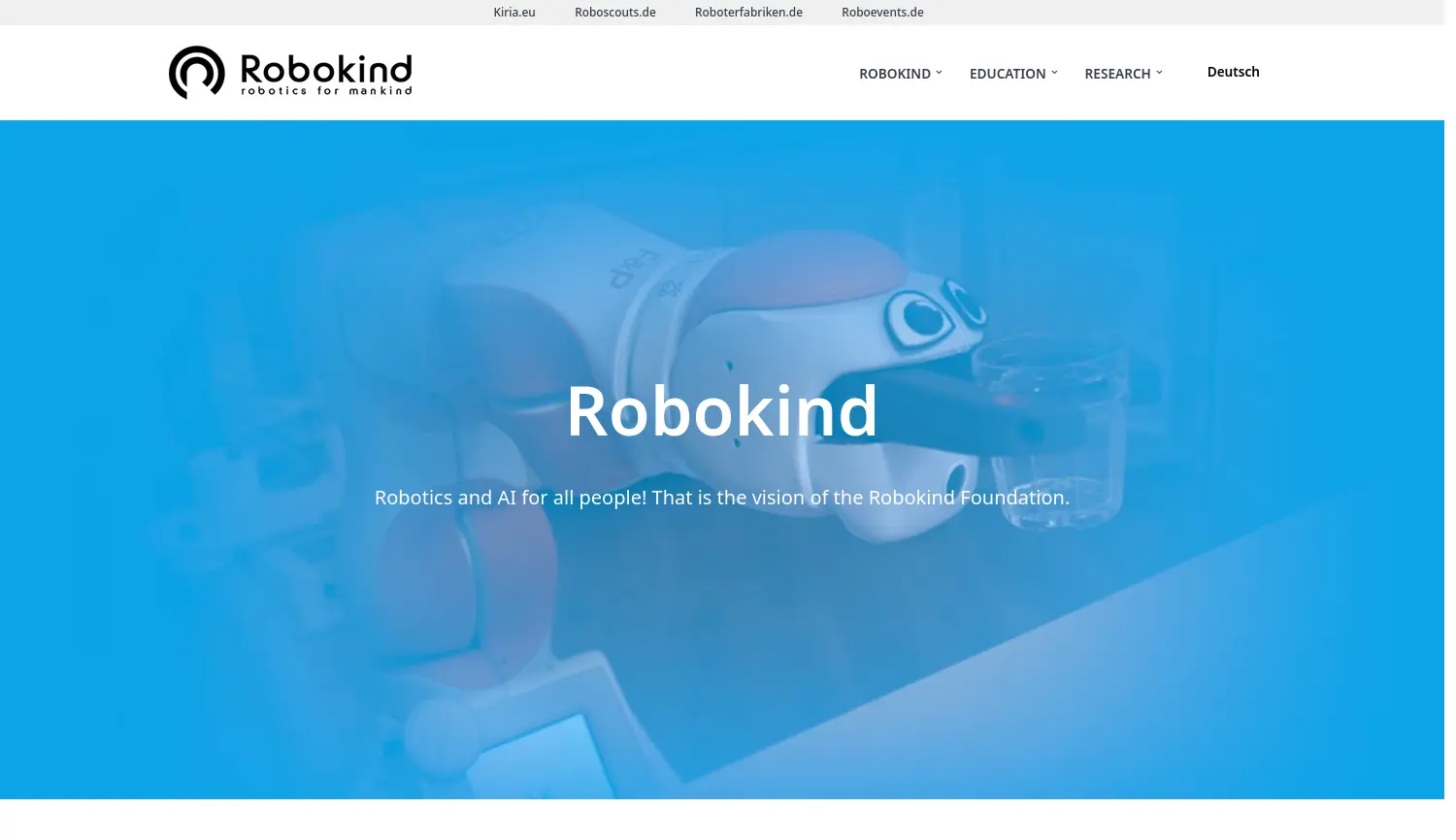 Website-Screenshot von Robokind