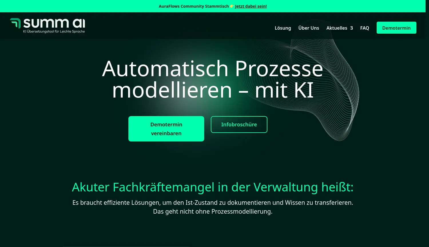 Website-Screenshot von AuraFlows