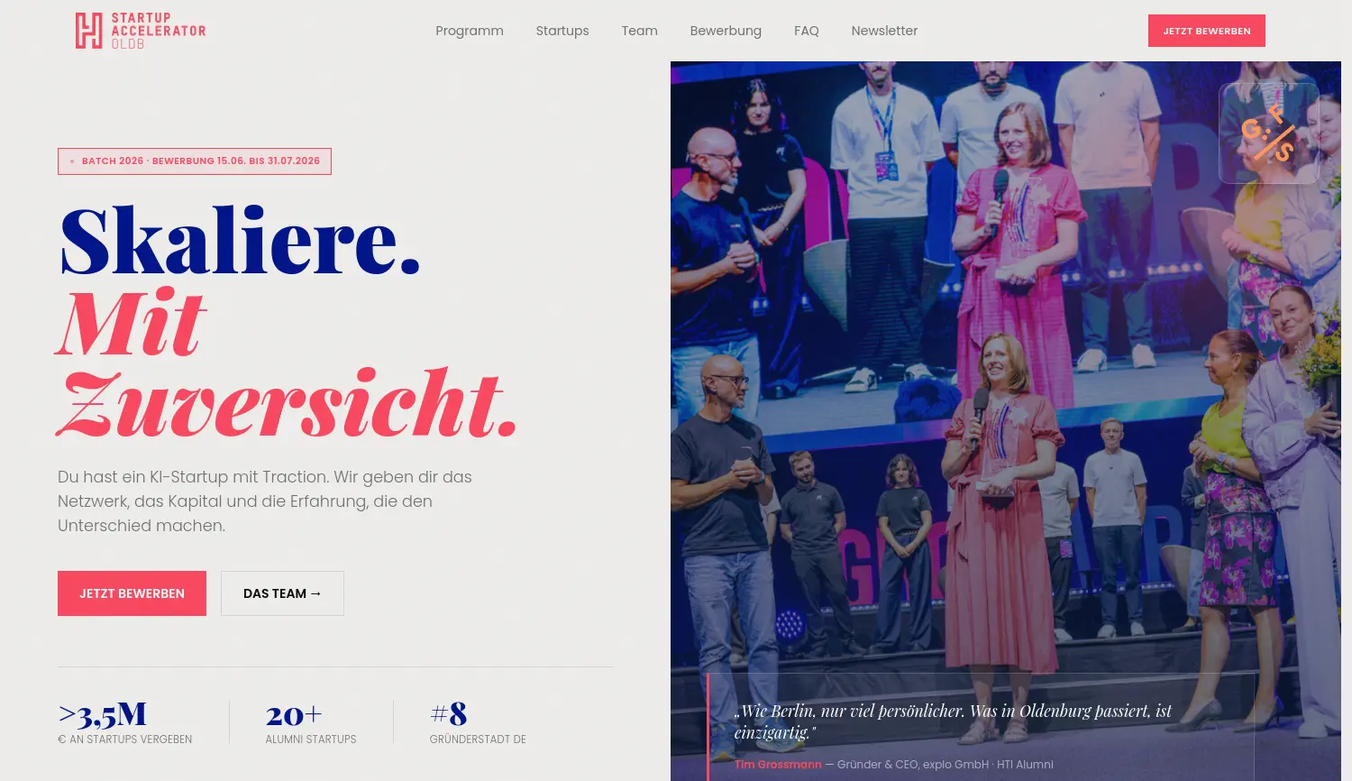 Website-Screenshot von HTI Oldenburg