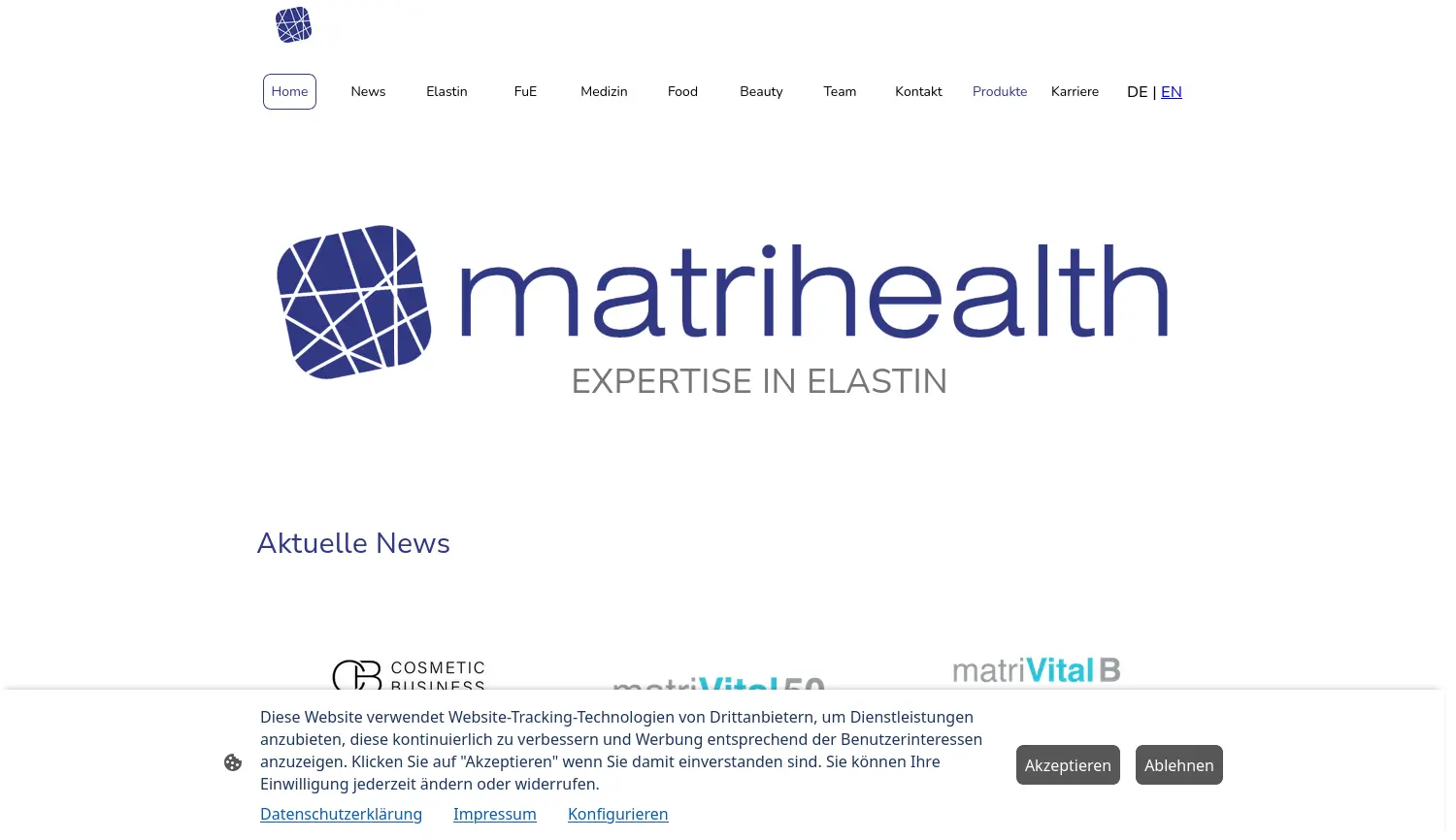 Website-Screenshot von matrihealth