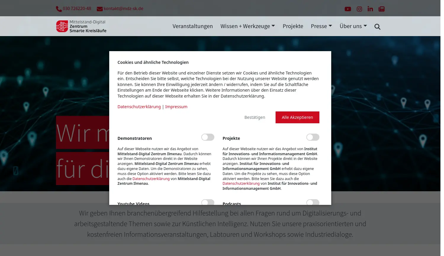 Website-Screenshot von Mittelstand-Digital Zentrum Smarte Kreisläufe