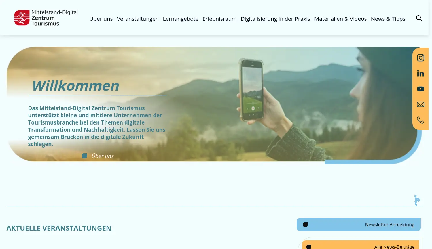 Website-Screenshot von Mittelstand-Digital Zentrum Tourismus