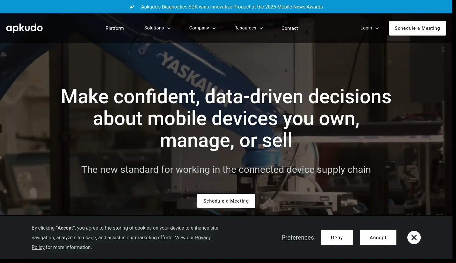 Website-Screenshot von Apkudo