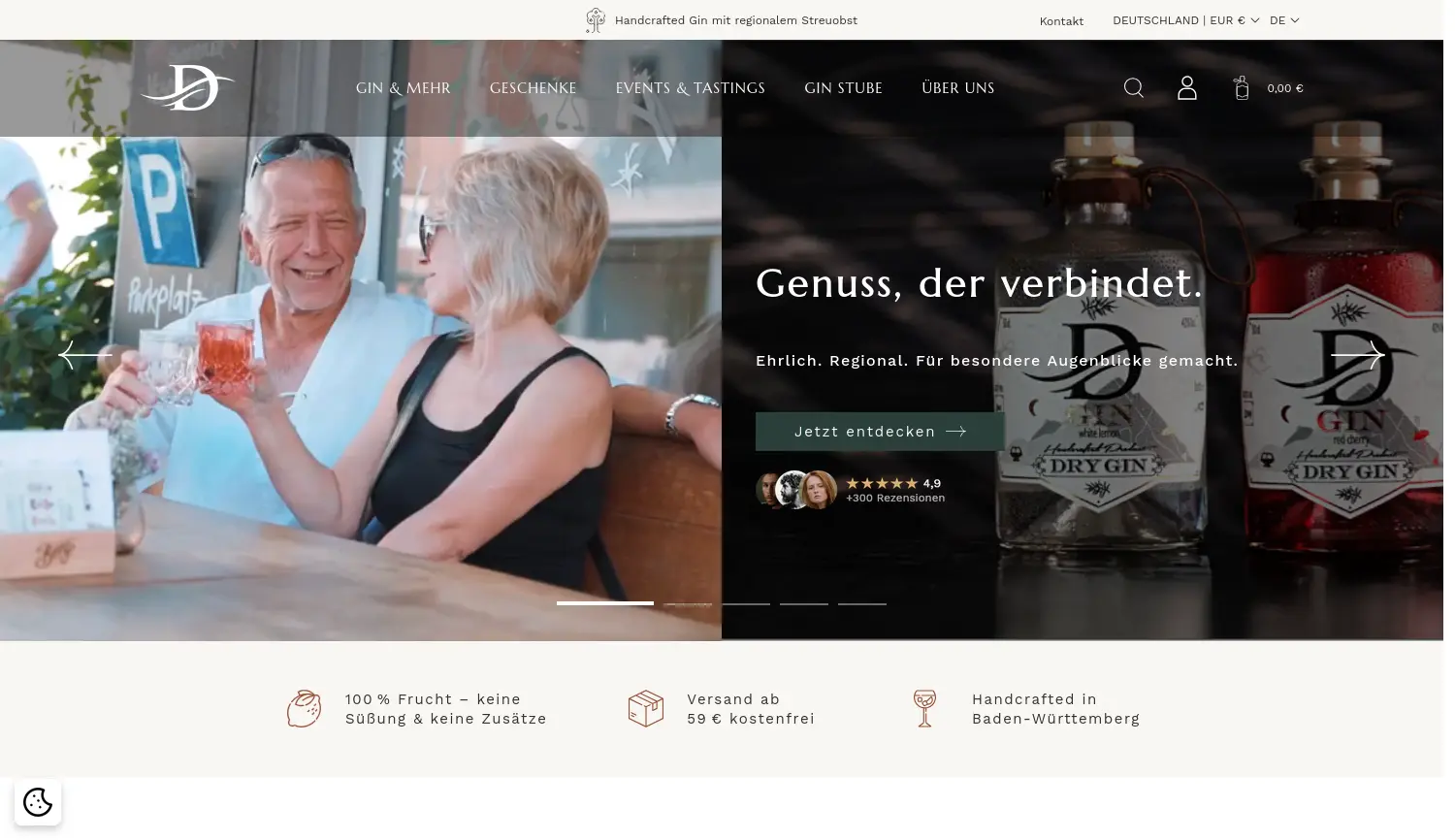 Website-Screenshot von D-gin