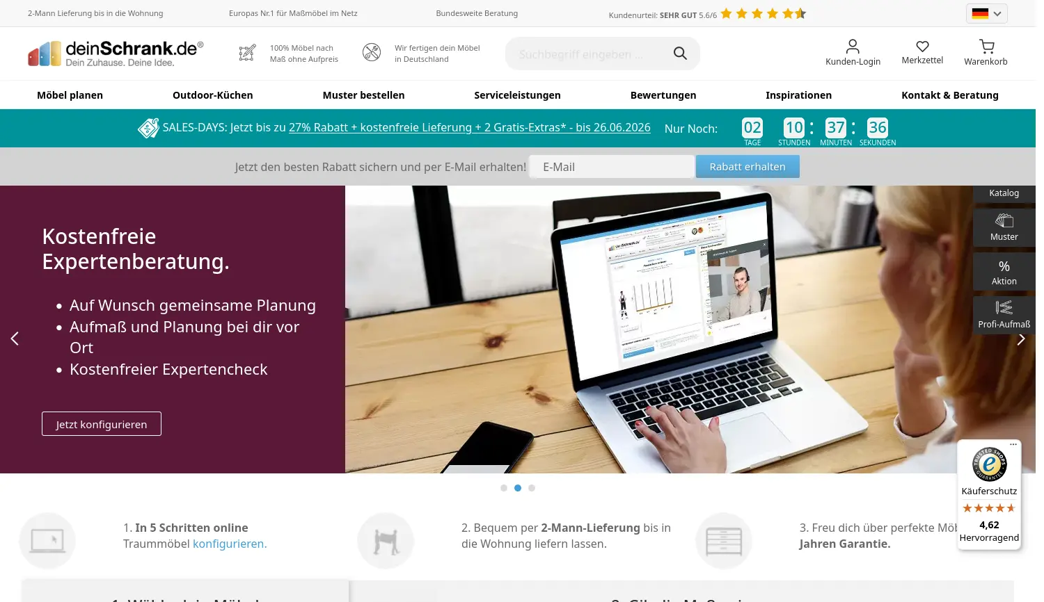 Website-Screenshot von deinSchrank