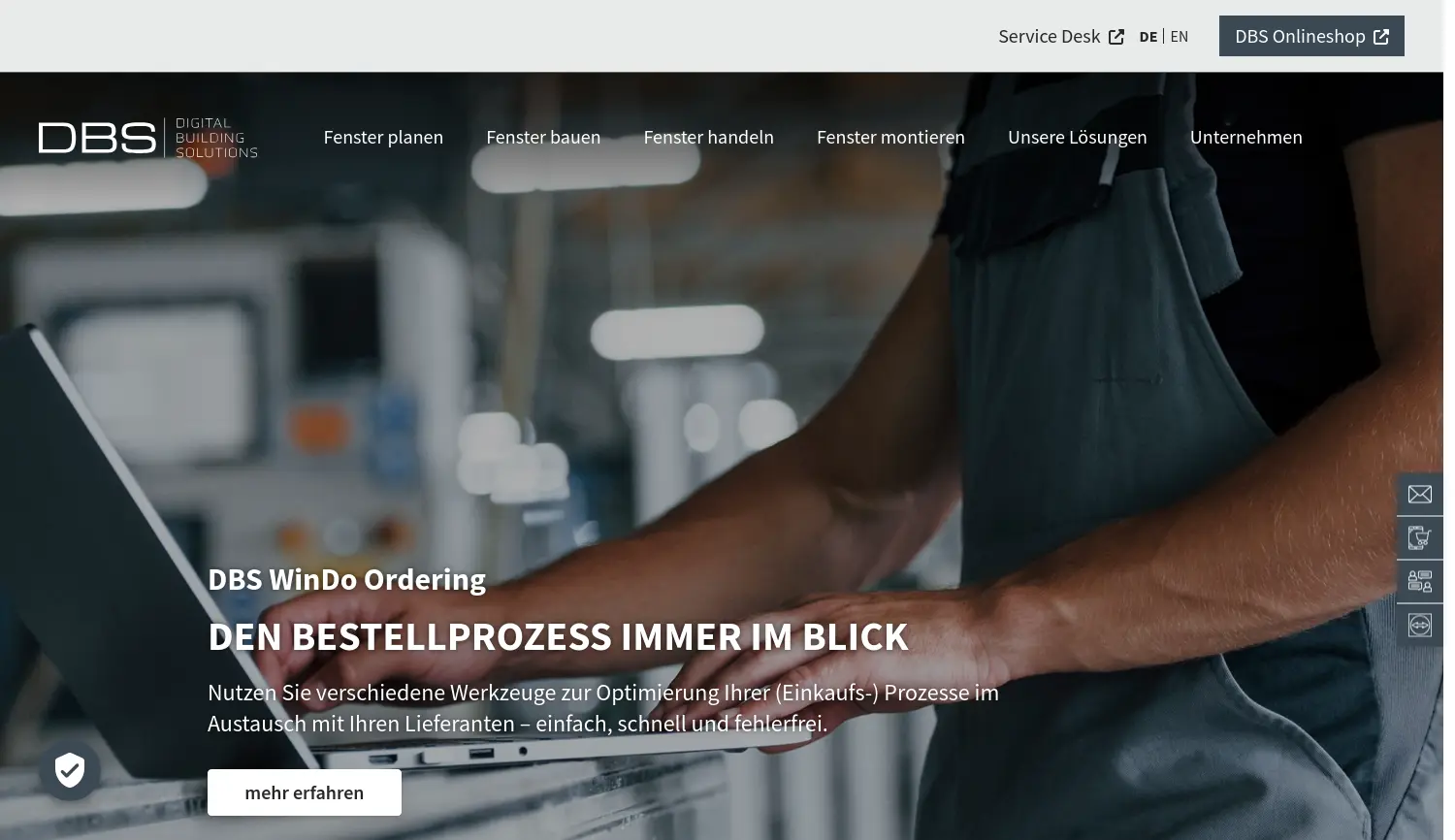 Website-Screenshot von DBS