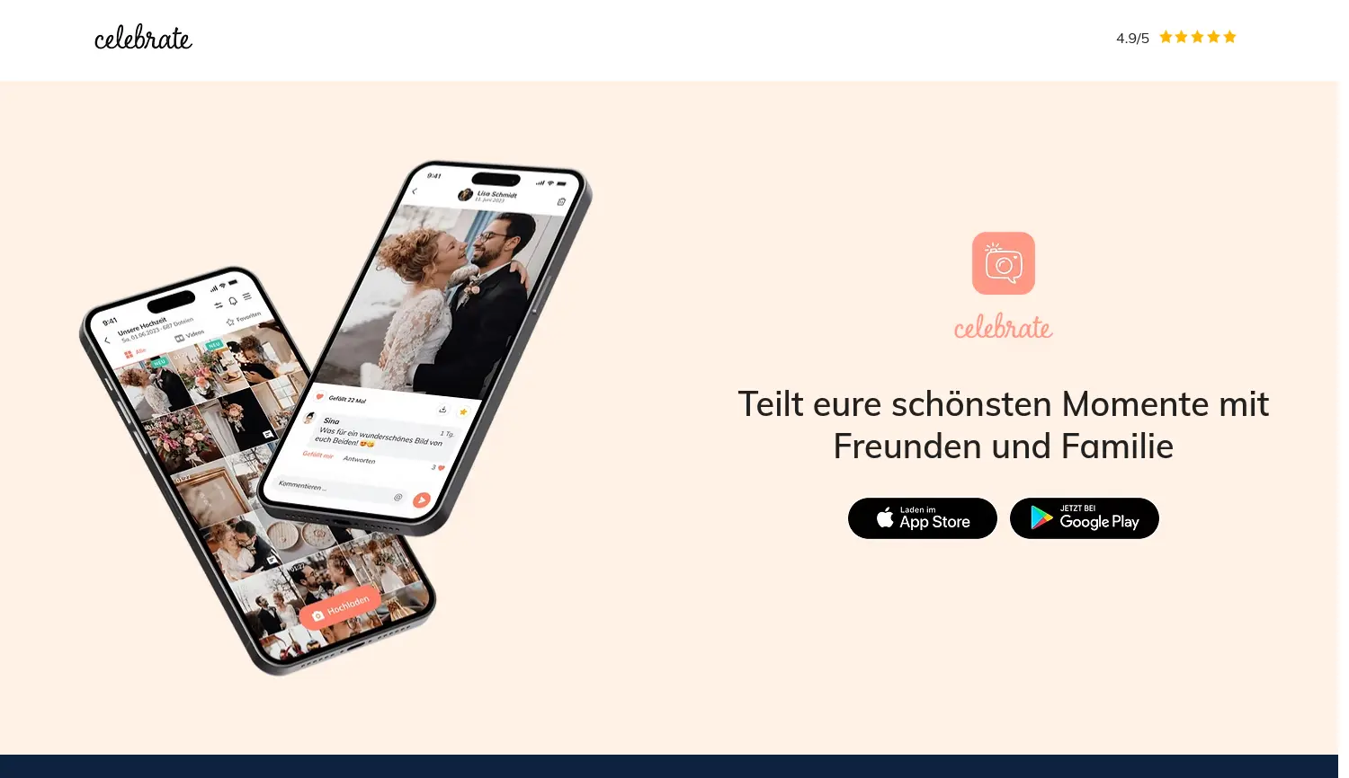 Website-Screenshot von Celebrate Apps