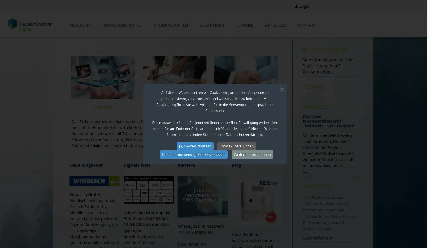 Website-Screenshot von SWS Digital