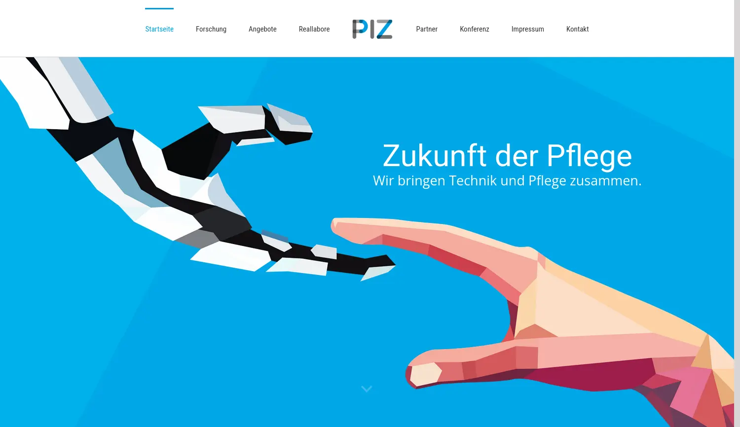 Website-Screenshot von Pflegeinnovationszentrum