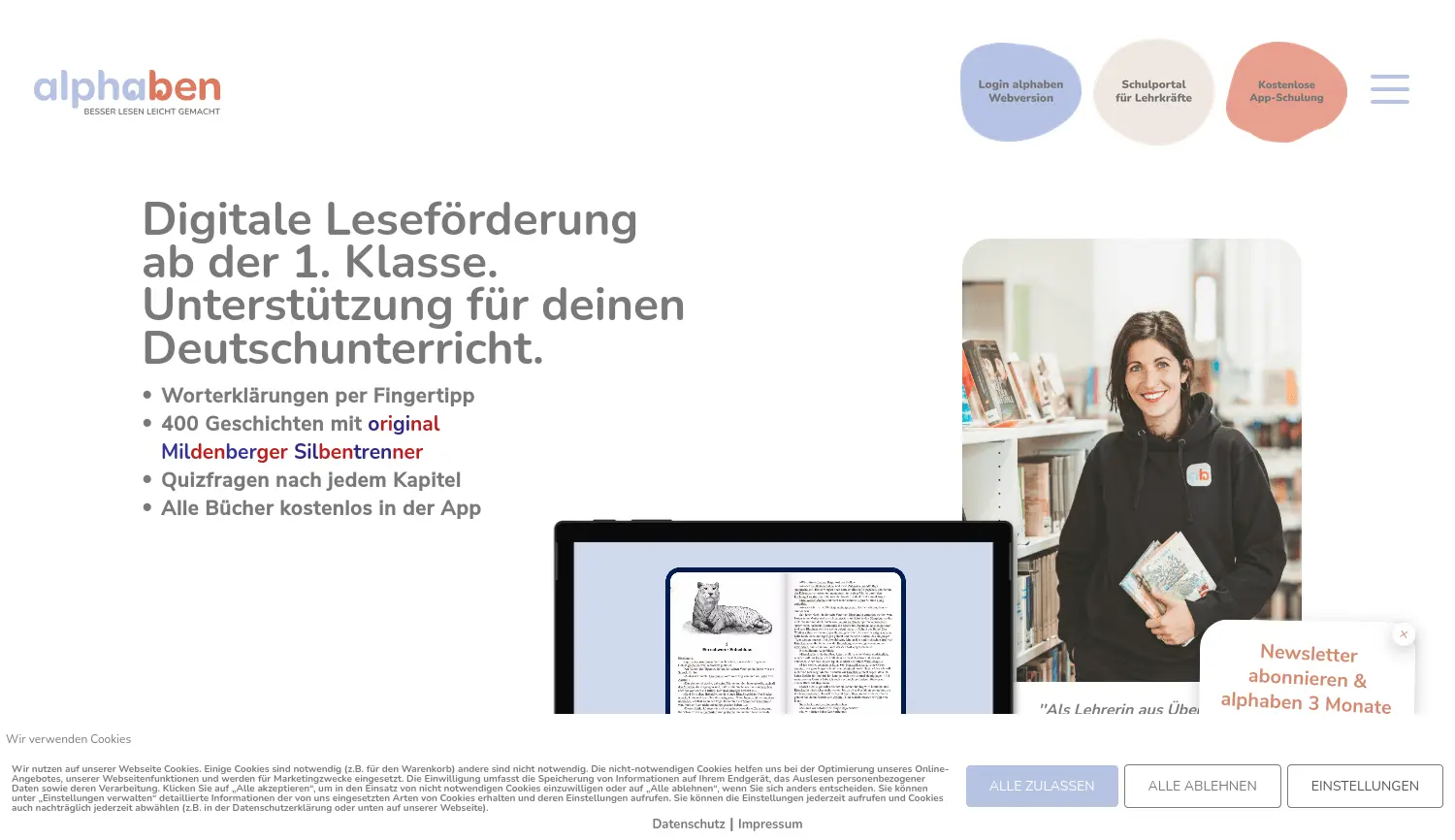 Website-Screenshot von alphaben