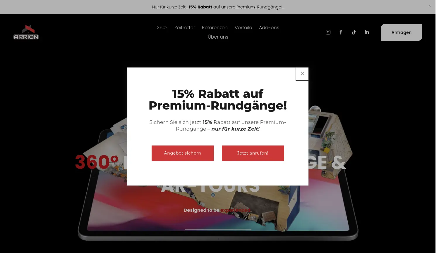Website-Screenshot von Arrion