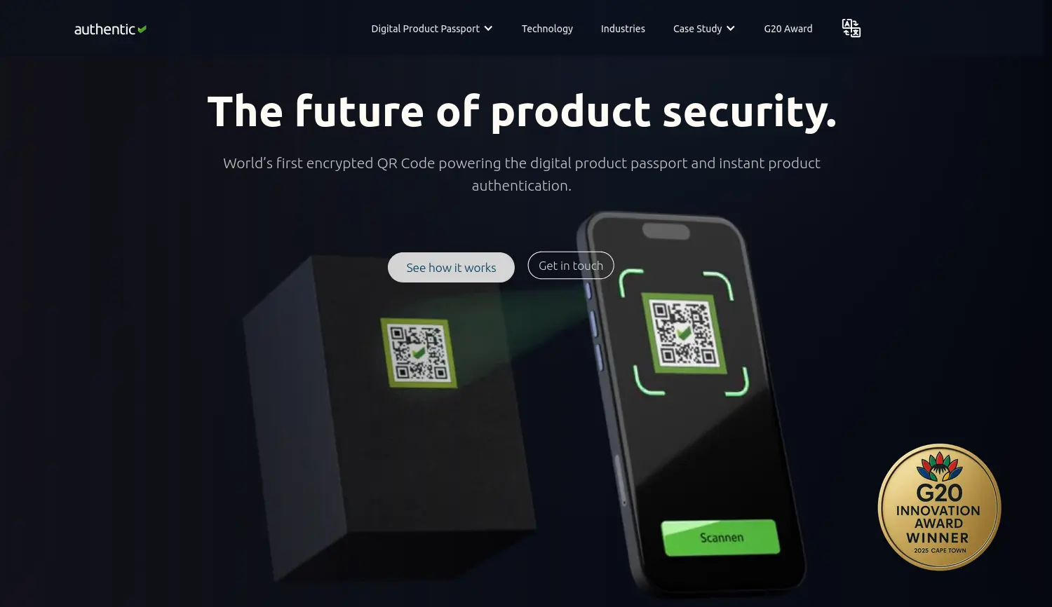 Website-Screenshot von authentic.network