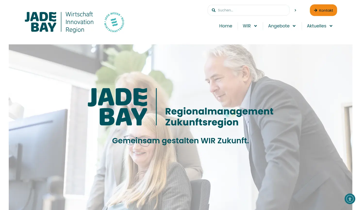 Website-Screenshot von Zukunftsregion JadeBay