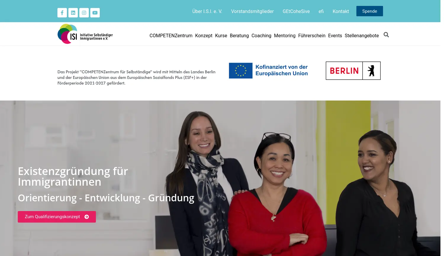 Website-Screenshot von ISI