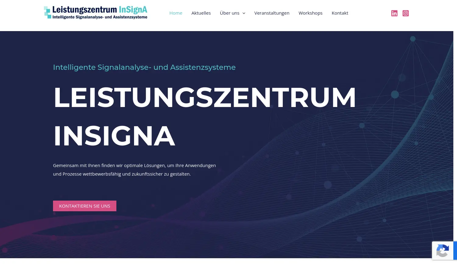 Website-Screenshot von Leistungszentrum InSignA
