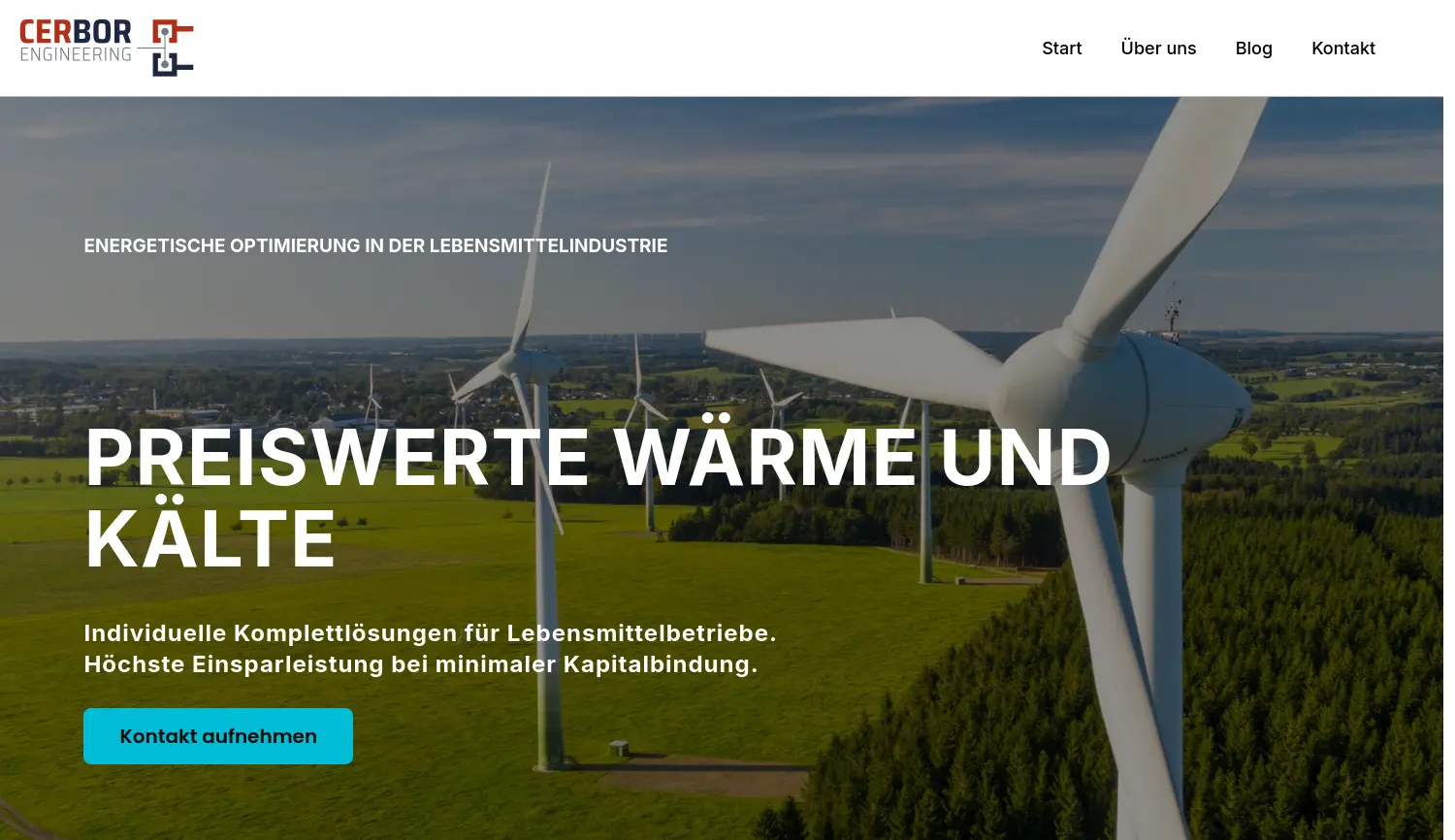 Website-Screenshot von CERBOR Engineering