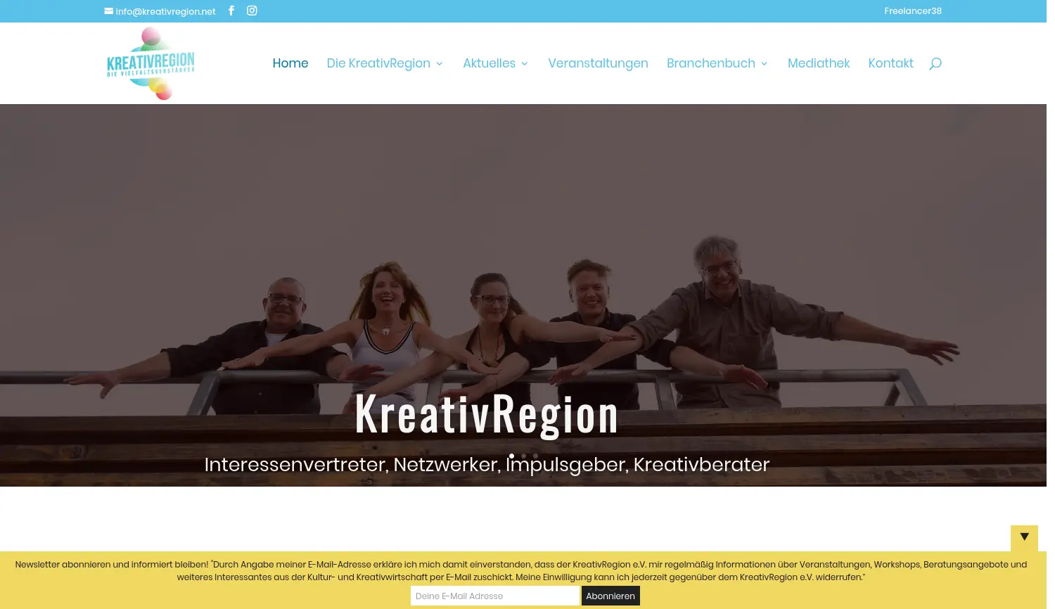 Website-Screenshot von KreativRegion