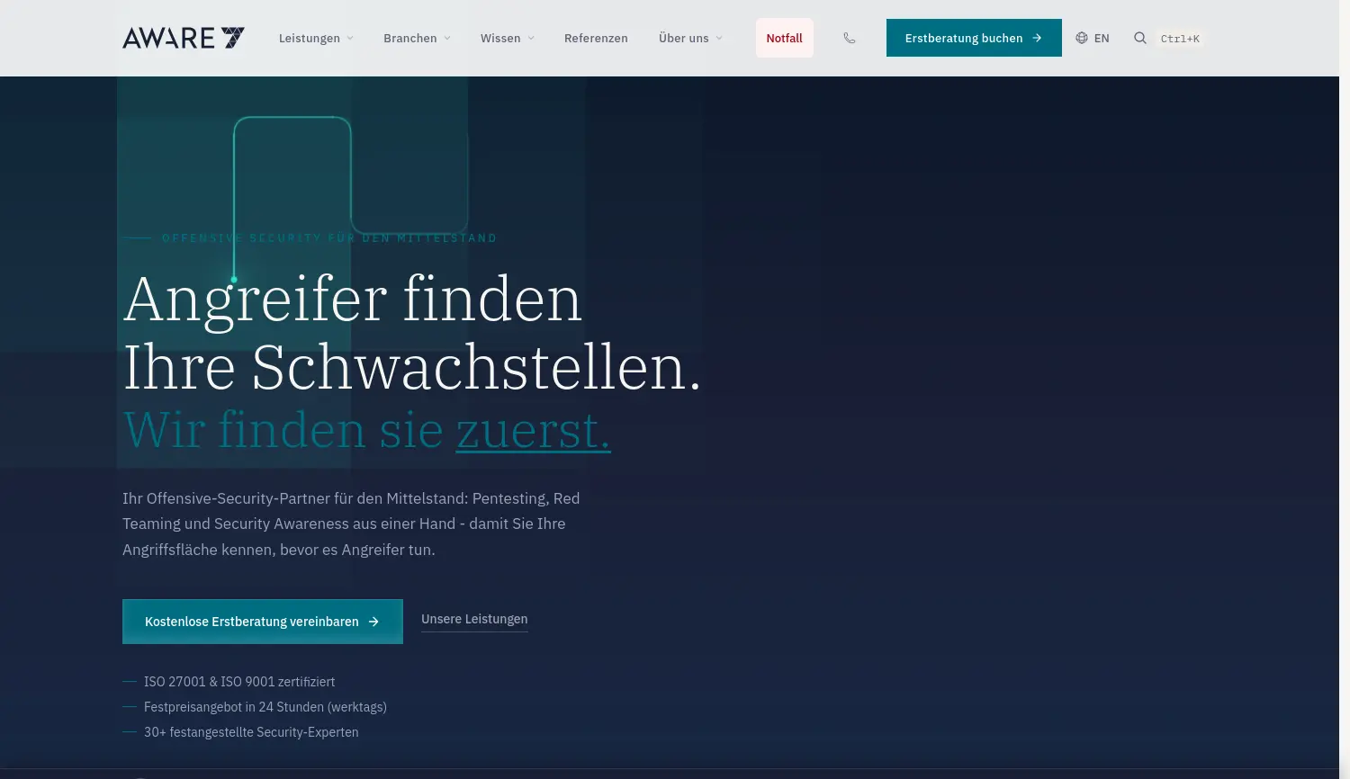 Website-Screenshot von AWARE7