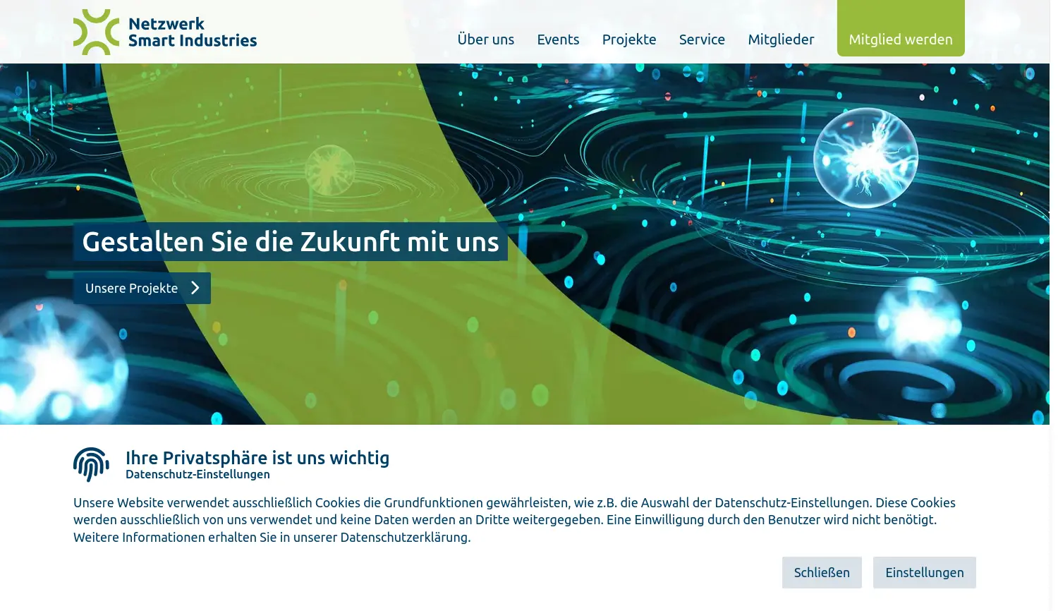 Website-Screenshot von Smart Industries