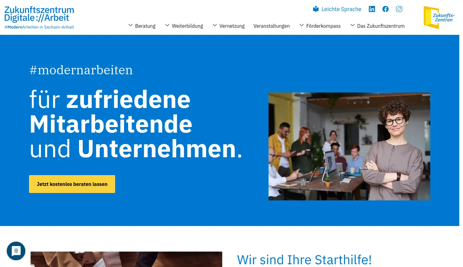 Website-Screenshot von Zukunftszentrum Sachsen-Anhalt