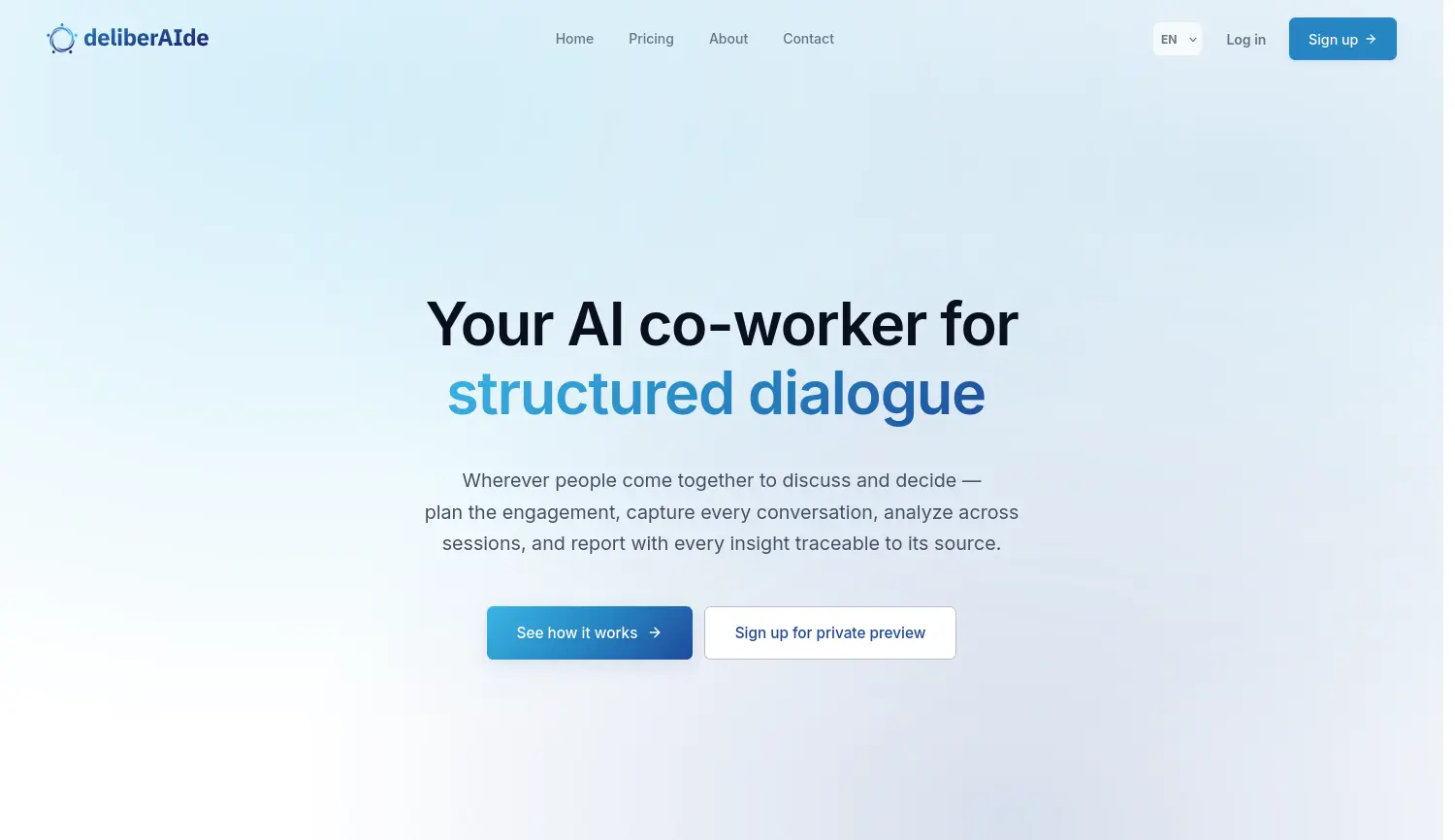Website-Screenshot von deliberAIde