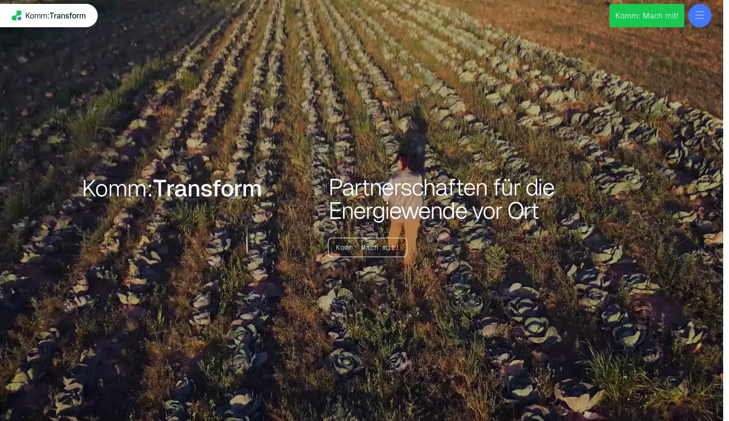 Website-Screenshot von Komm:Transform