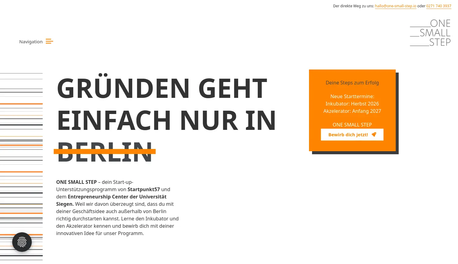 Website-Screenshot von ONE SMALL STEP