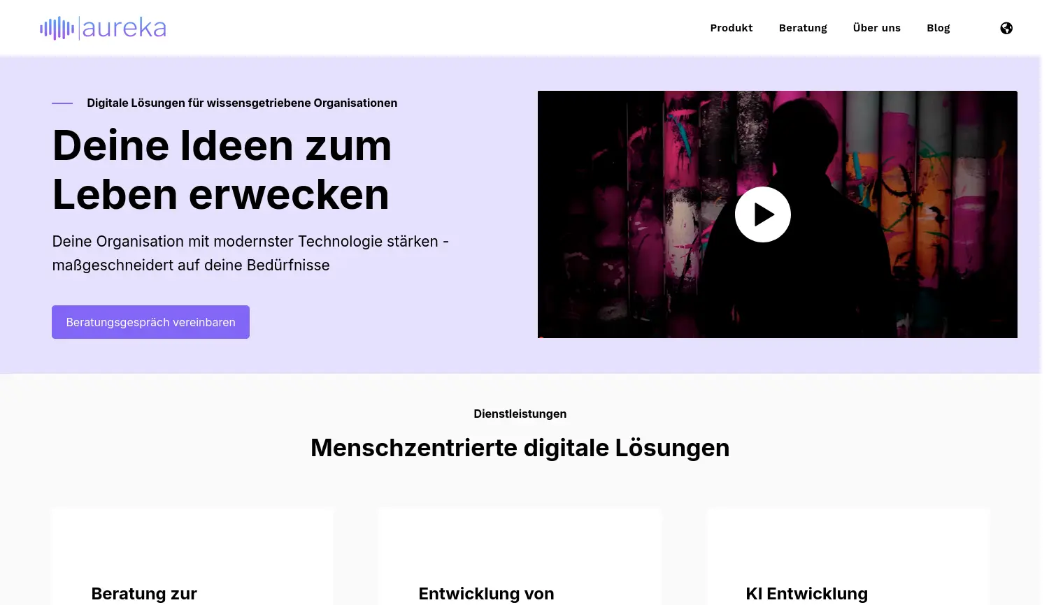 Website-Screenshot von aureka