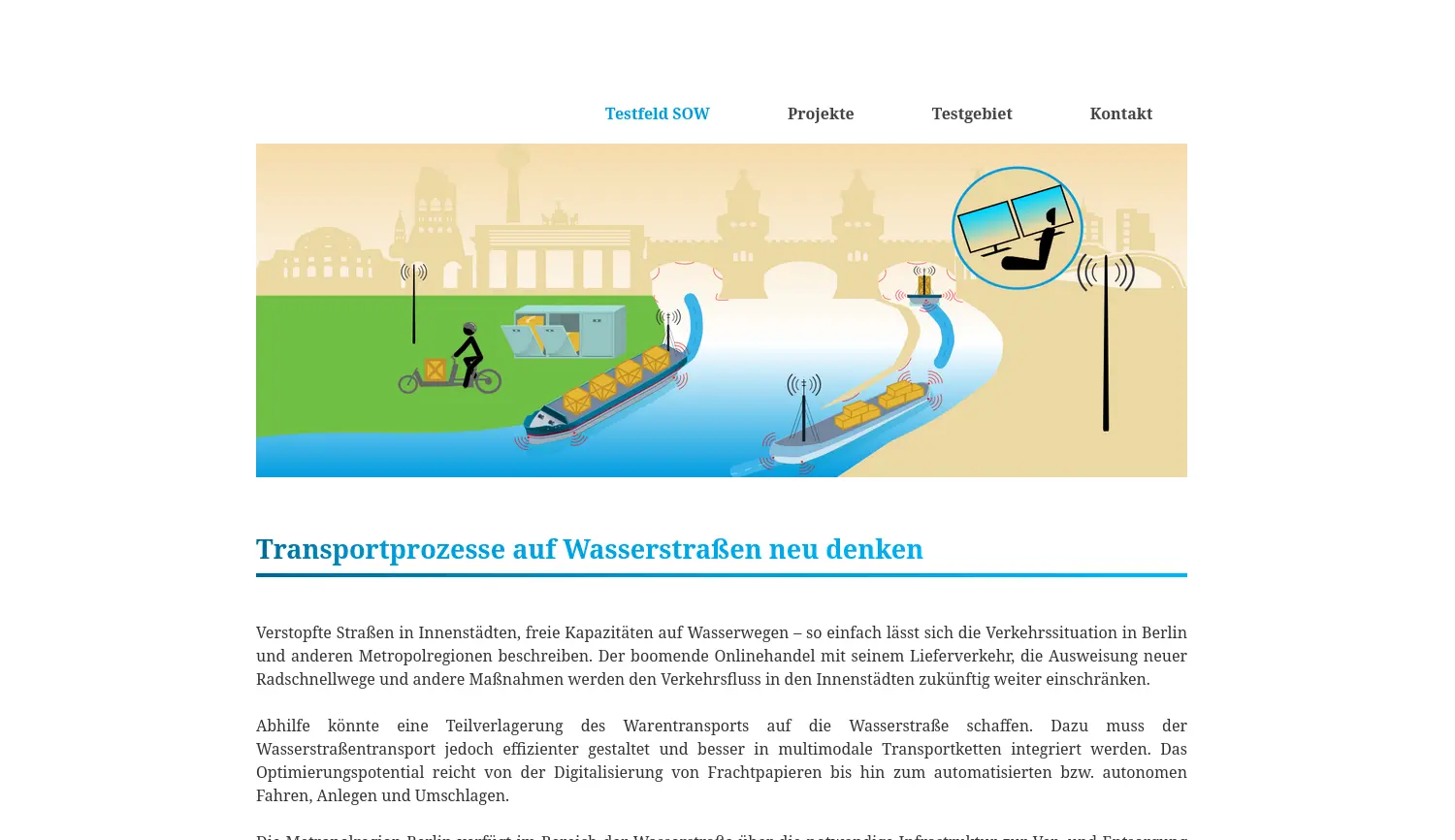Website-Screenshot von Testfeld SOW