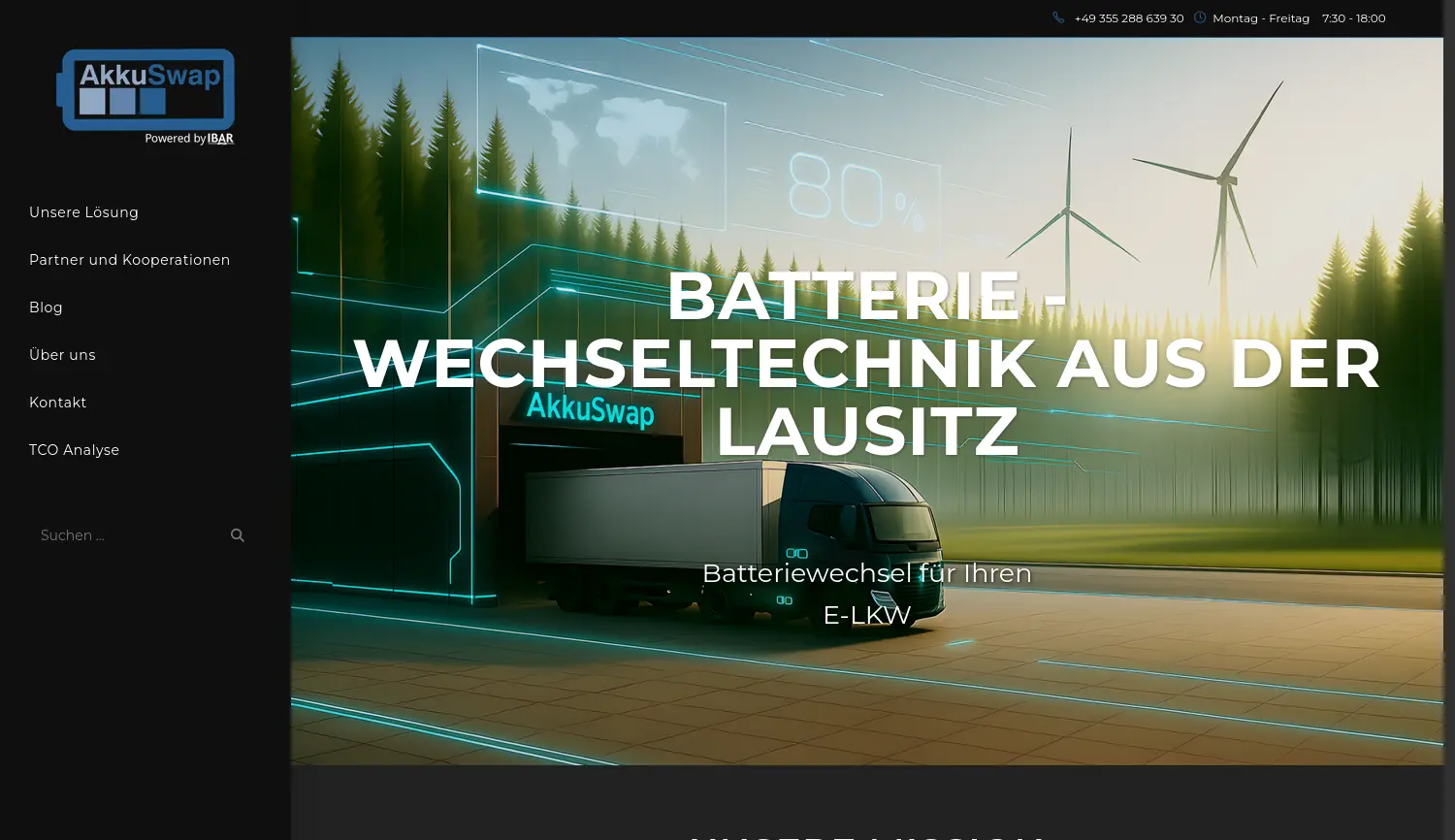 Website-Screenshot von AkkuSwap