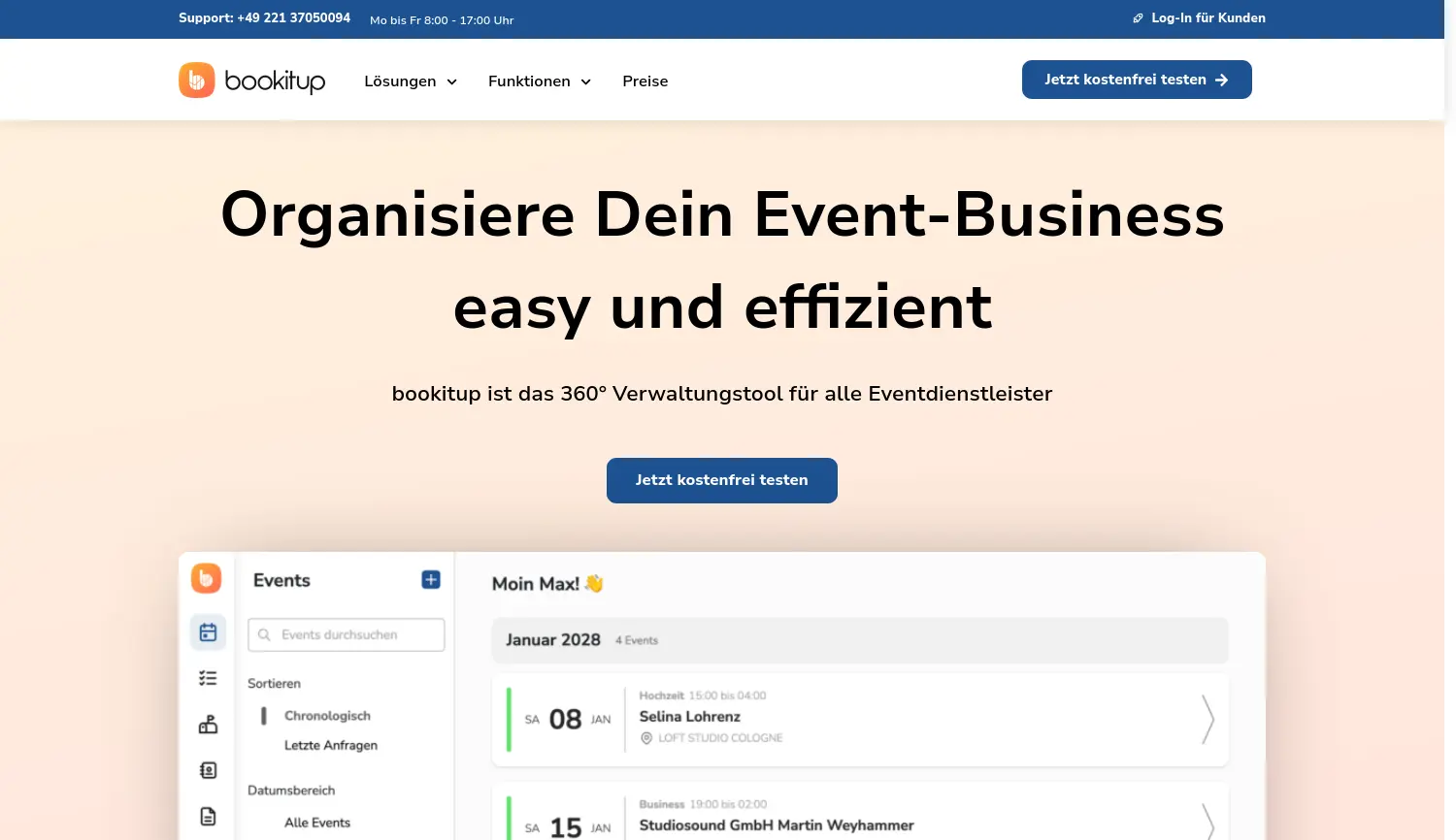 Website-Screenshot von bookitup