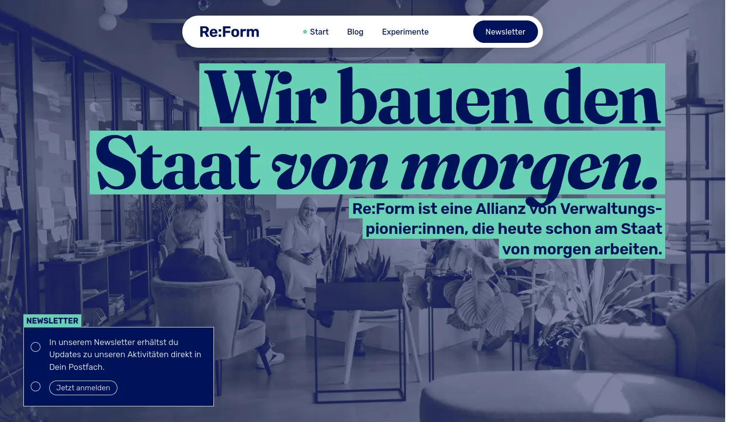 Website-Screenshot von Re:Form