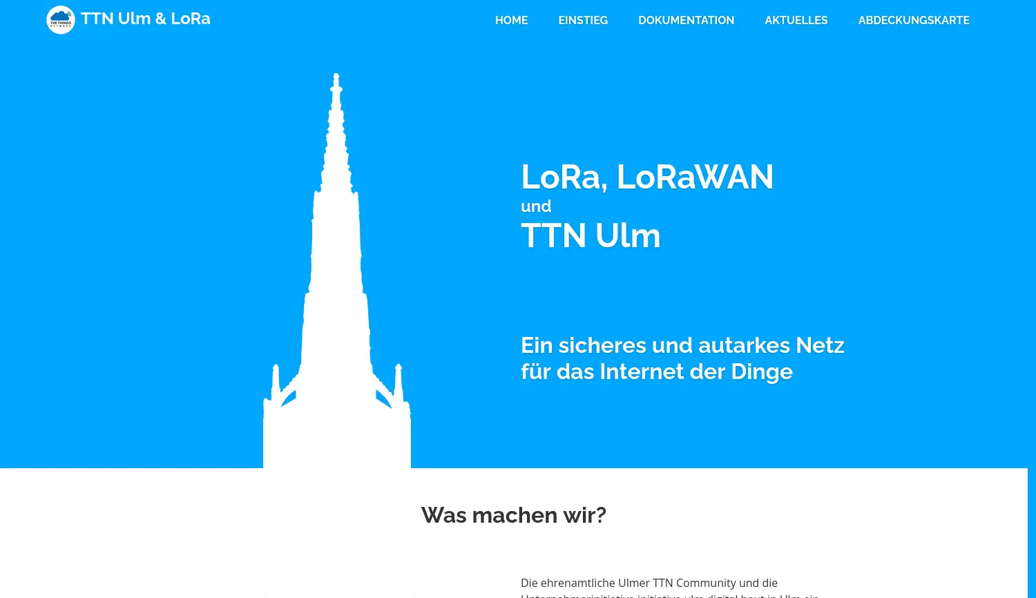 Website-Screenshot von TTN Ulm