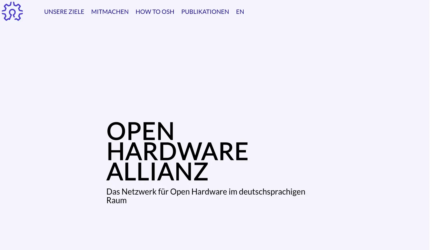 Website-Screenshot von Open Hardware Allianz