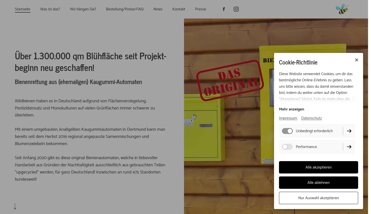 Website-Screenshot von Bienenautomat