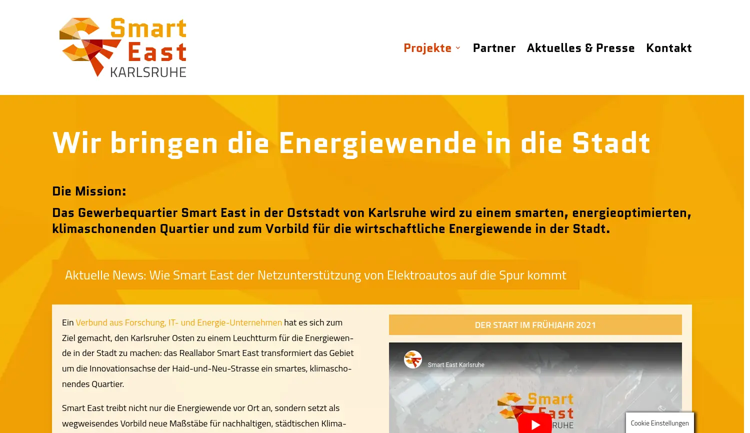 Website-Screenshot von Smart East