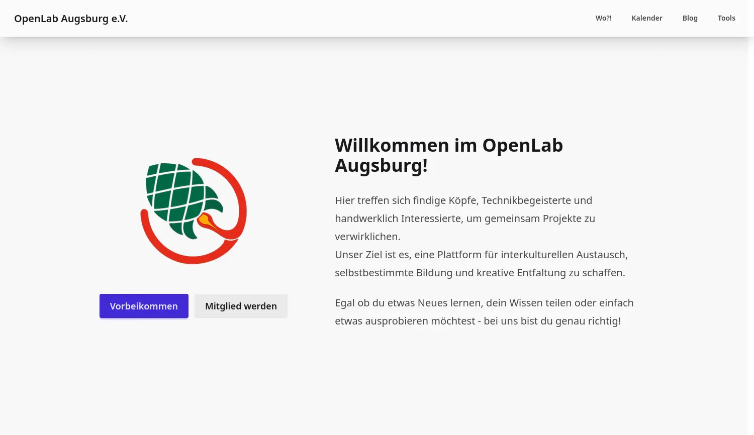 Website-Screenshot von OpenLab Augsburg