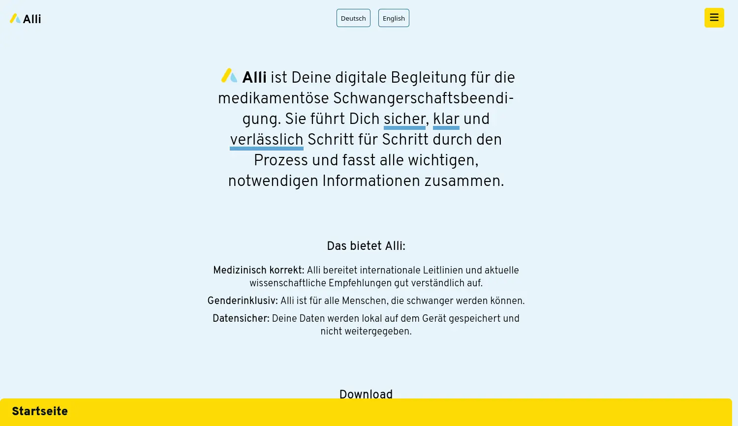 Website-Screenshot von Alli